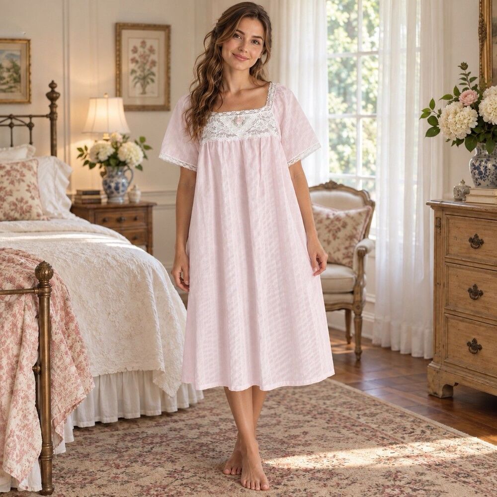 NWT vintage Nightgown Embroidered lace Romantic Sears Carriage Court M